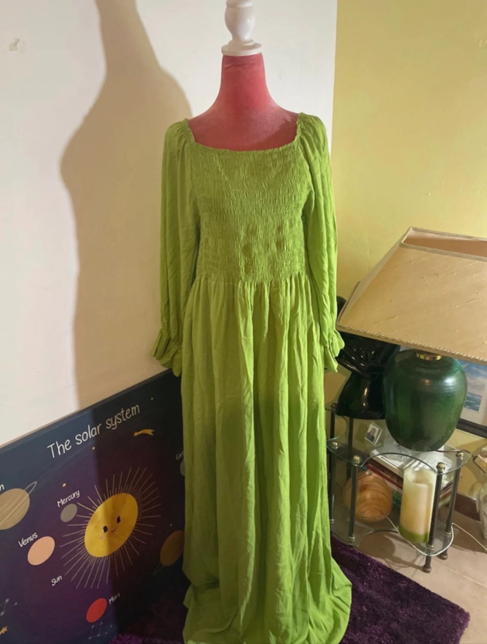 Lime green long dress, boho style. – photo 2